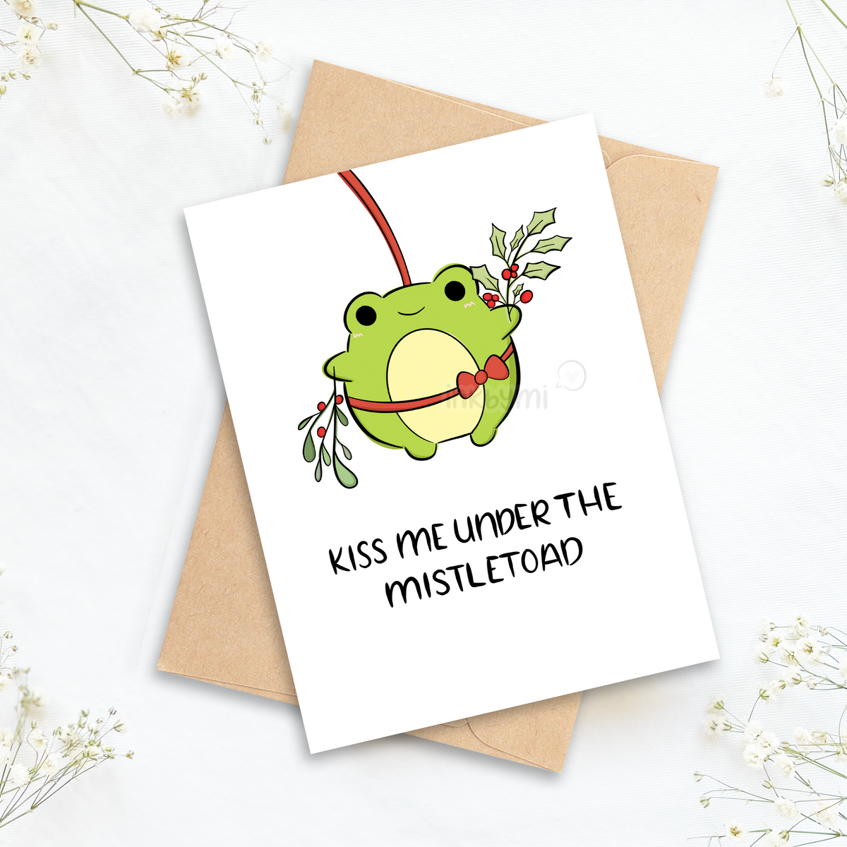 Kiss Me Under the Mistletoad Greeting Card – inkbymi